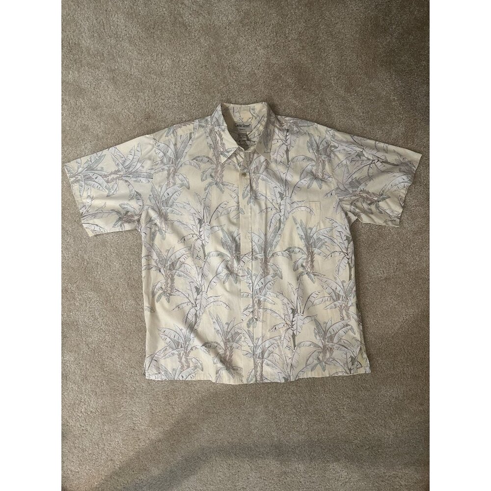 VTG Cooke Street 2XL Men's PULLOVER Hawaiian Shirt USA Floral Yellow Blue Dad